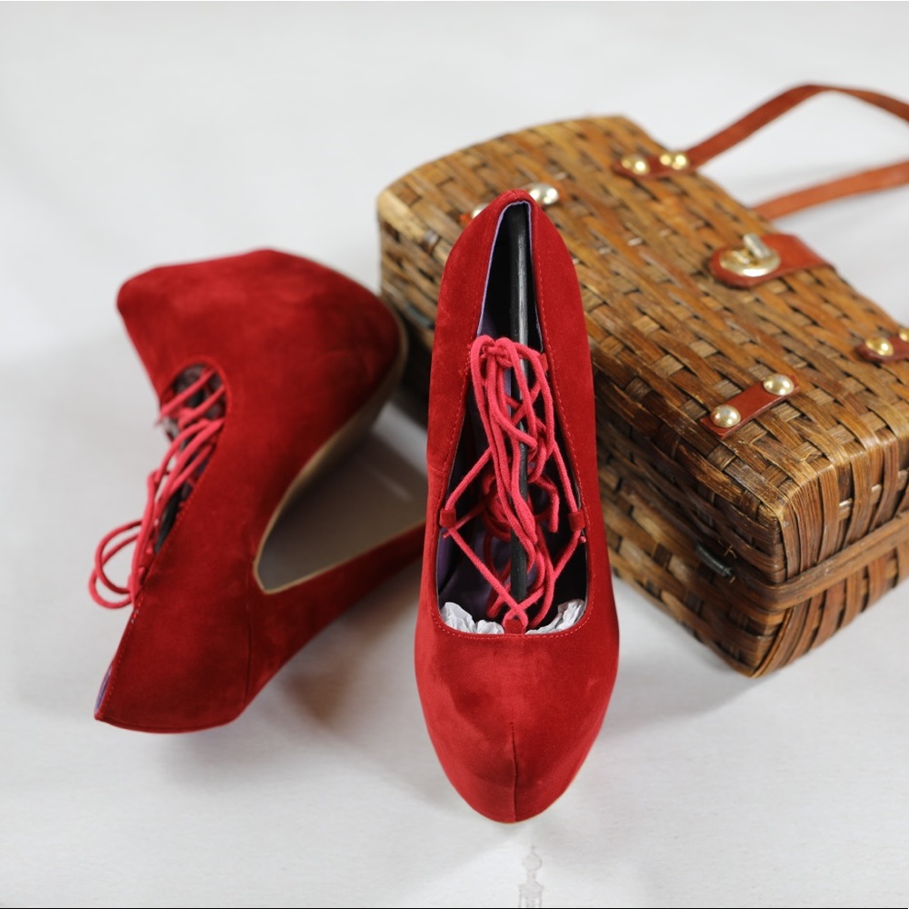 New Red Platform Pumps